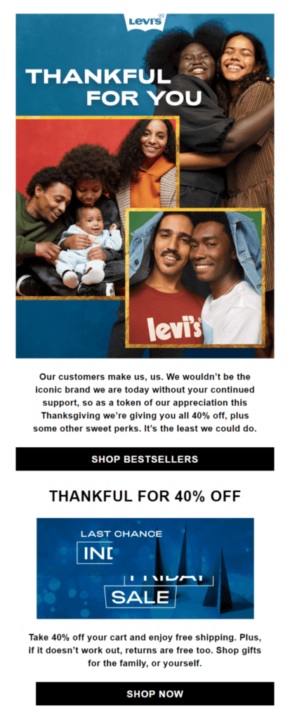 Levis Thanksgiving email image